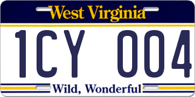 WV license plate 1CY004