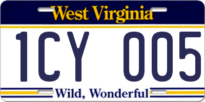 WV license plate 1CY005