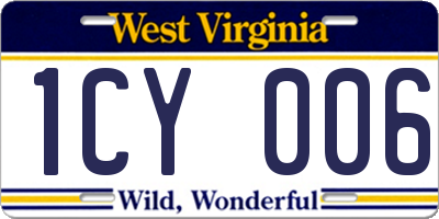 WV license plate 1CY006