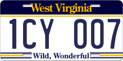 WV license plate 1CY007