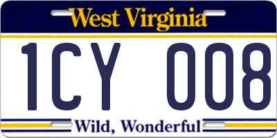 WV license plate 1CY008