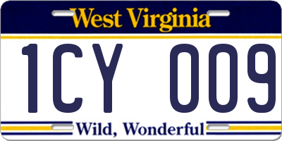 WV license plate 1CY009