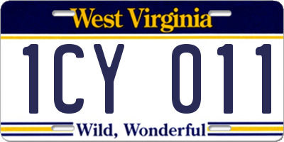 WV license plate 1CY011