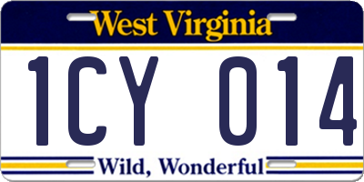 WV license plate 1CY014