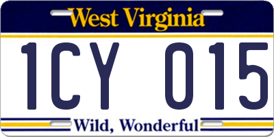WV license plate 1CY015