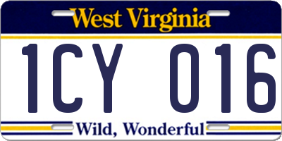 WV license plate 1CY016