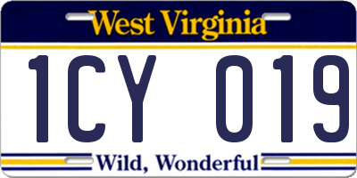 WV license plate 1CY019