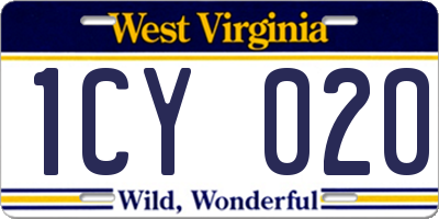 WV license plate 1CY020