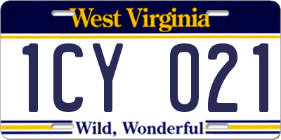 WV license plate 1CY021