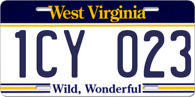 WV license plate 1CY023