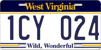 WV license plate 1CY024