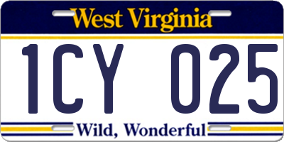 WV license plate 1CY025