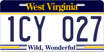 WV license plate 1CY027