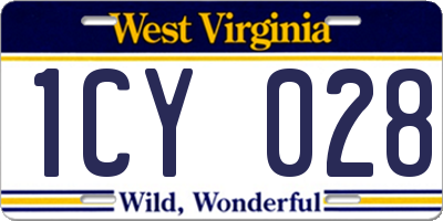 WV license plate 1CY028