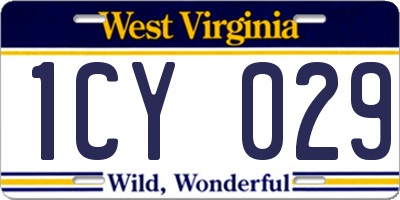 WV license plate 1CY029