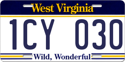 WV license plate 1CY030