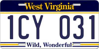 WV license plate 1CY031