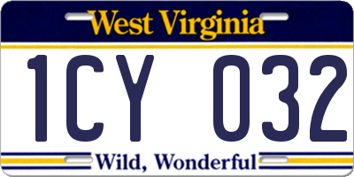 WV license plate 1CY032
