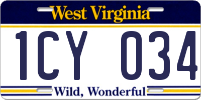WV license plate 1CY034