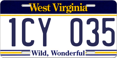 WV license plate 1CY035