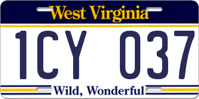 WV license plate 1CY037