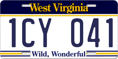 WV license plate 1CY041