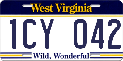 WV license plate 1CY042