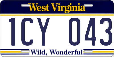 WV license plate 1CY043