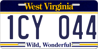 WV license plate 1CY044