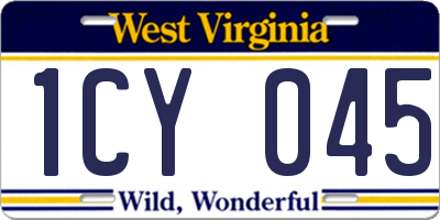 WV license plate 1CY045