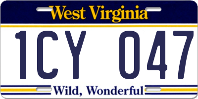 WV license plate 1CY047