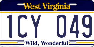 WV license plate 1CY049