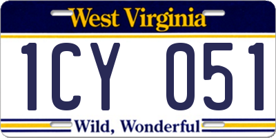 WV license plate 1CY051