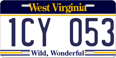 WV license plate 1CY053