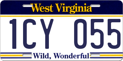 WV license plate 1CY055