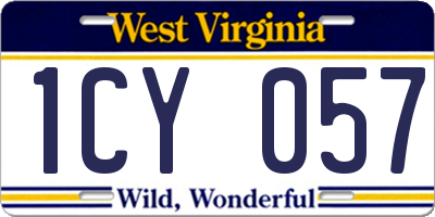 WV license plate 1CY057