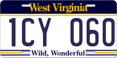 WV license plate 1CY060