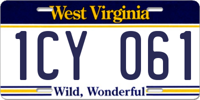 WV license plate 1CY061