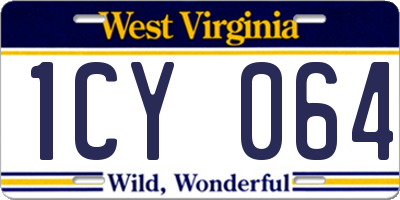 WV license plate 1CY064