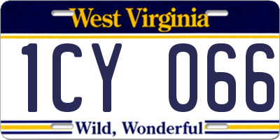 WV license plate 1CY066