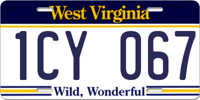 WV license plate 1CY067