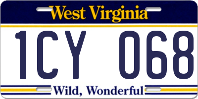 WV license plate 1CY068