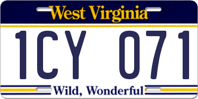 WV license plate 1CY071
