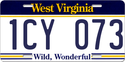 WV license plate 1CY073