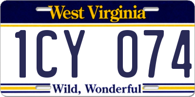 WV license plate 1CY074