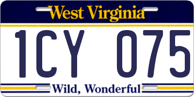 WV license plate 1CY075