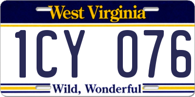 WV license plate 1CY076