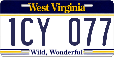 WV license plate 1CY077