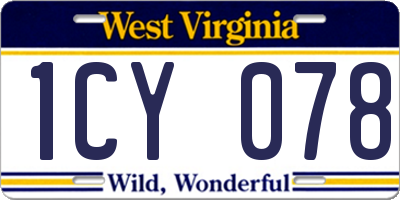 WV license plate 1CY078