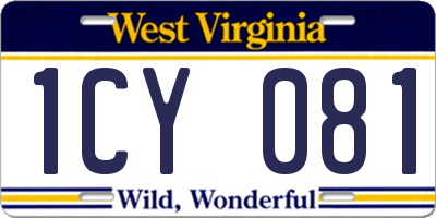 WV license plate 1CY081